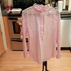 Classic Light Pink Gingham Women's Button Down Shirt